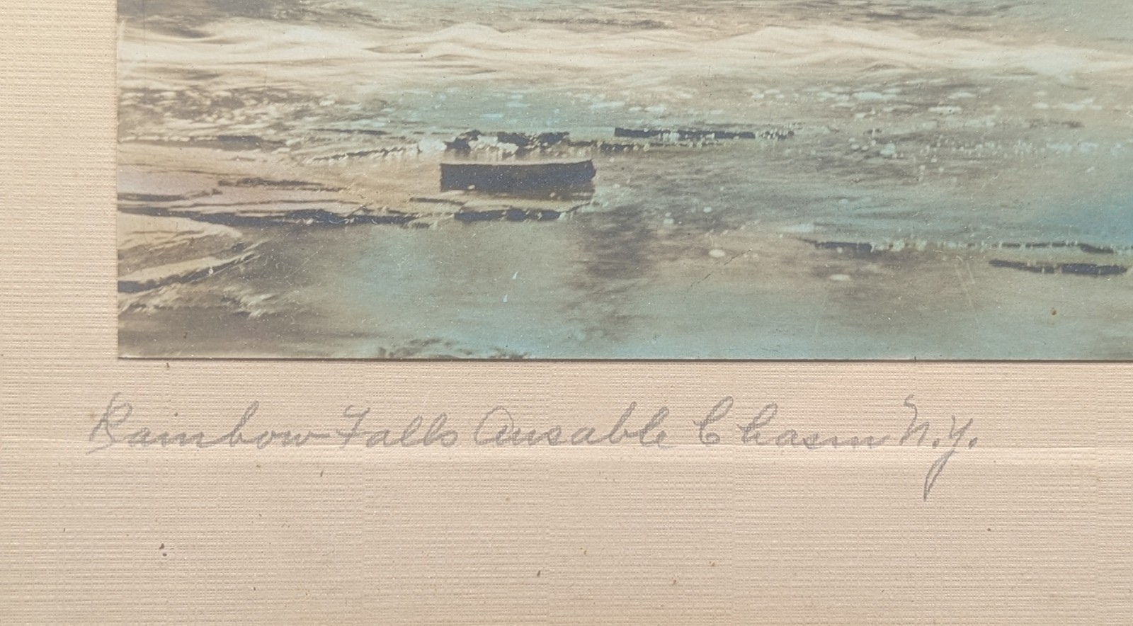 Vintage Framed HARRIS Hand Painted photo Circa early 20TH century Ausable Chasms