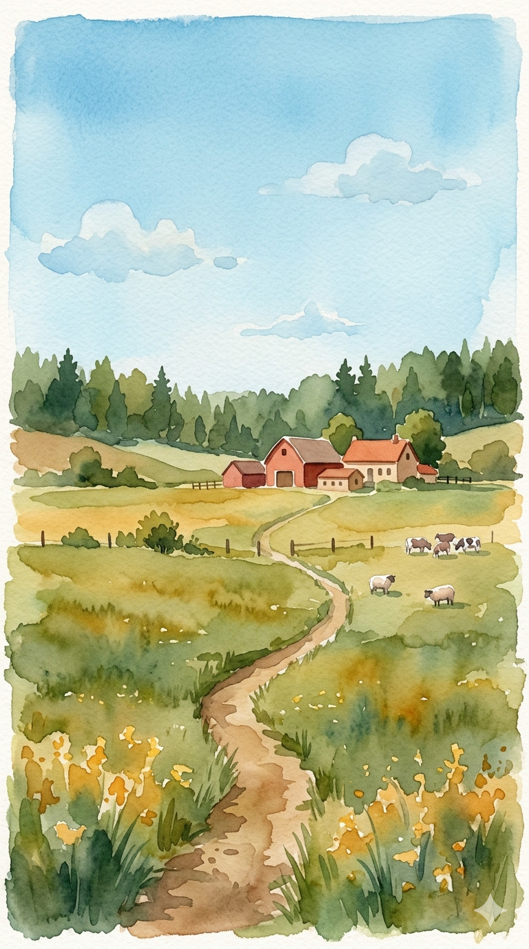 Digital Image Picture Watercolor Field Country Wallpaper Background AI Art