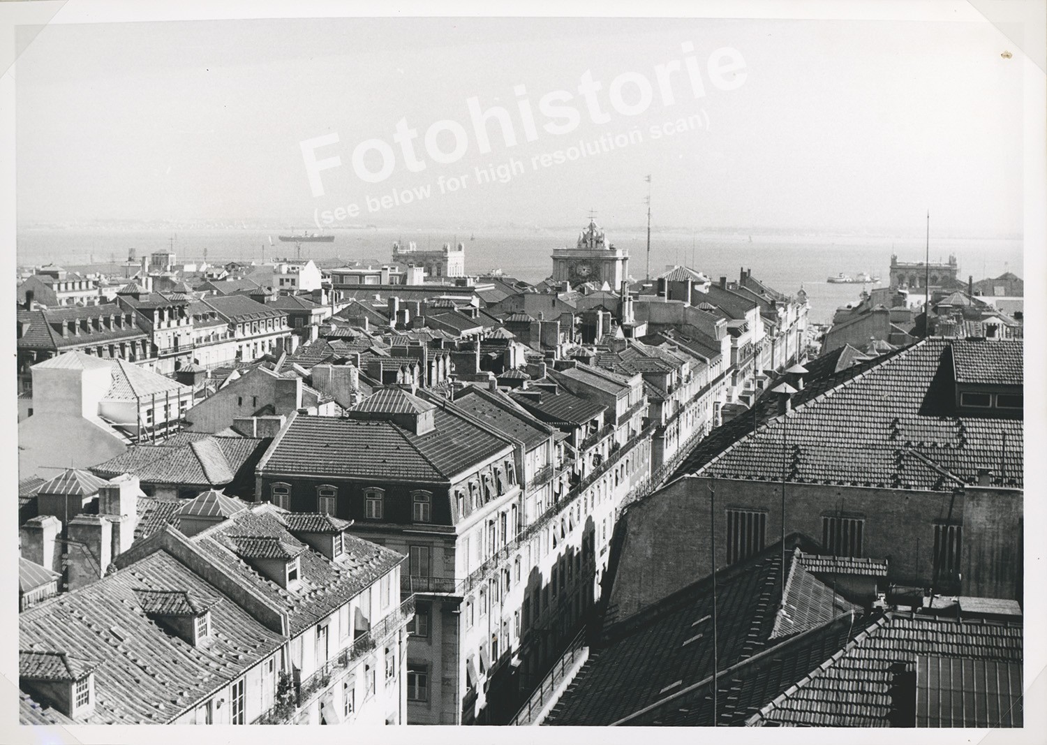 Photo Lisbon Port Church Tagus Portugal 1960s City View Ships