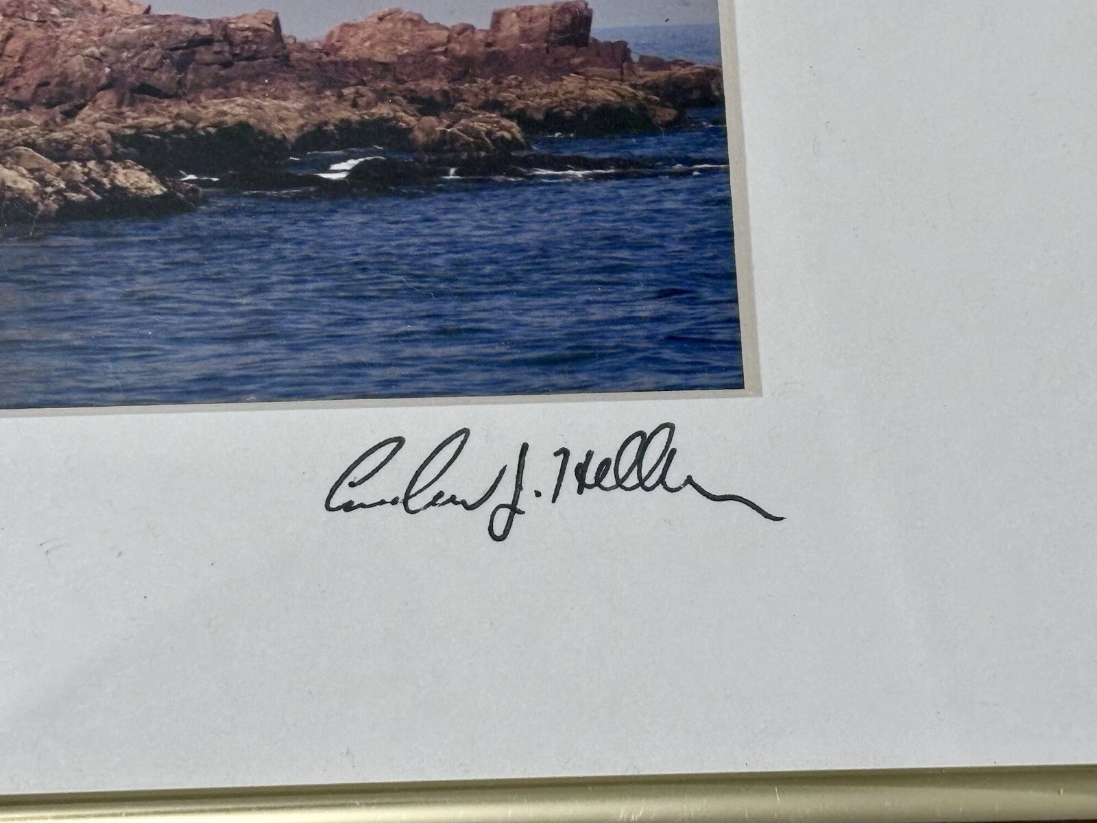Nubble Lighthouse Photograph – Signed by Artist Andrew J. Heller – Framed
