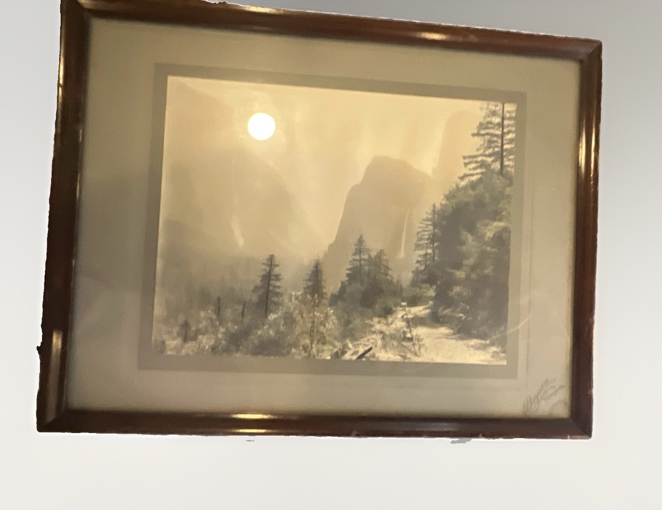 Boysen Signed Yosemite Sepia Landscape Photo Print, Matted & Framed, Nature