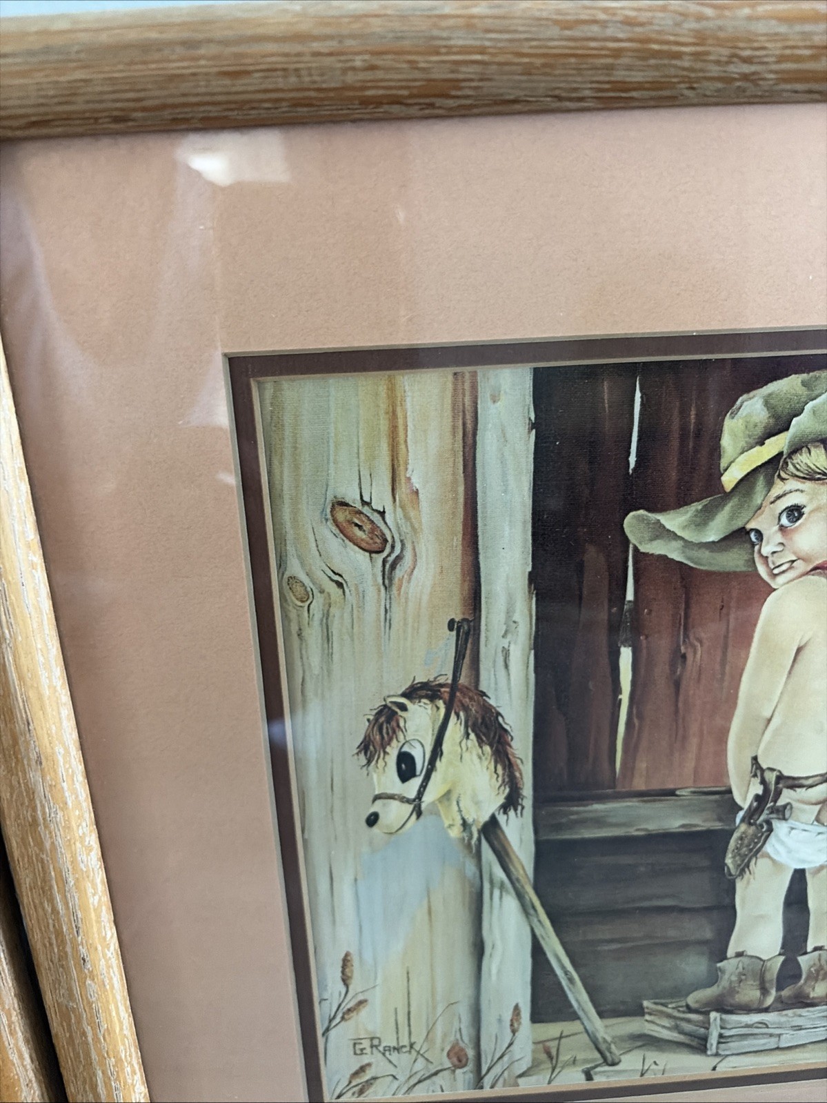 Little Cowboy/Girl Toilet Restroom G. Ranck Framed Print Western Theme Art