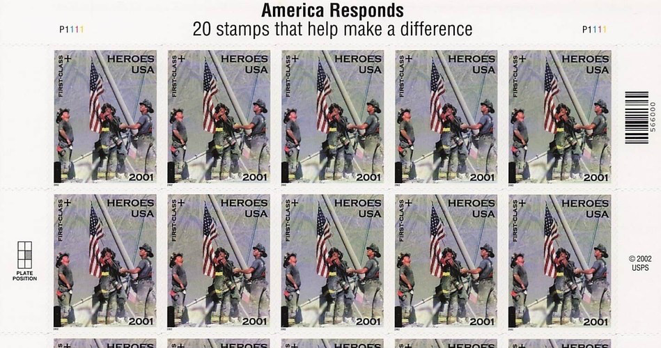 9/11 Heroes 2001 America Responds Mint Sheet