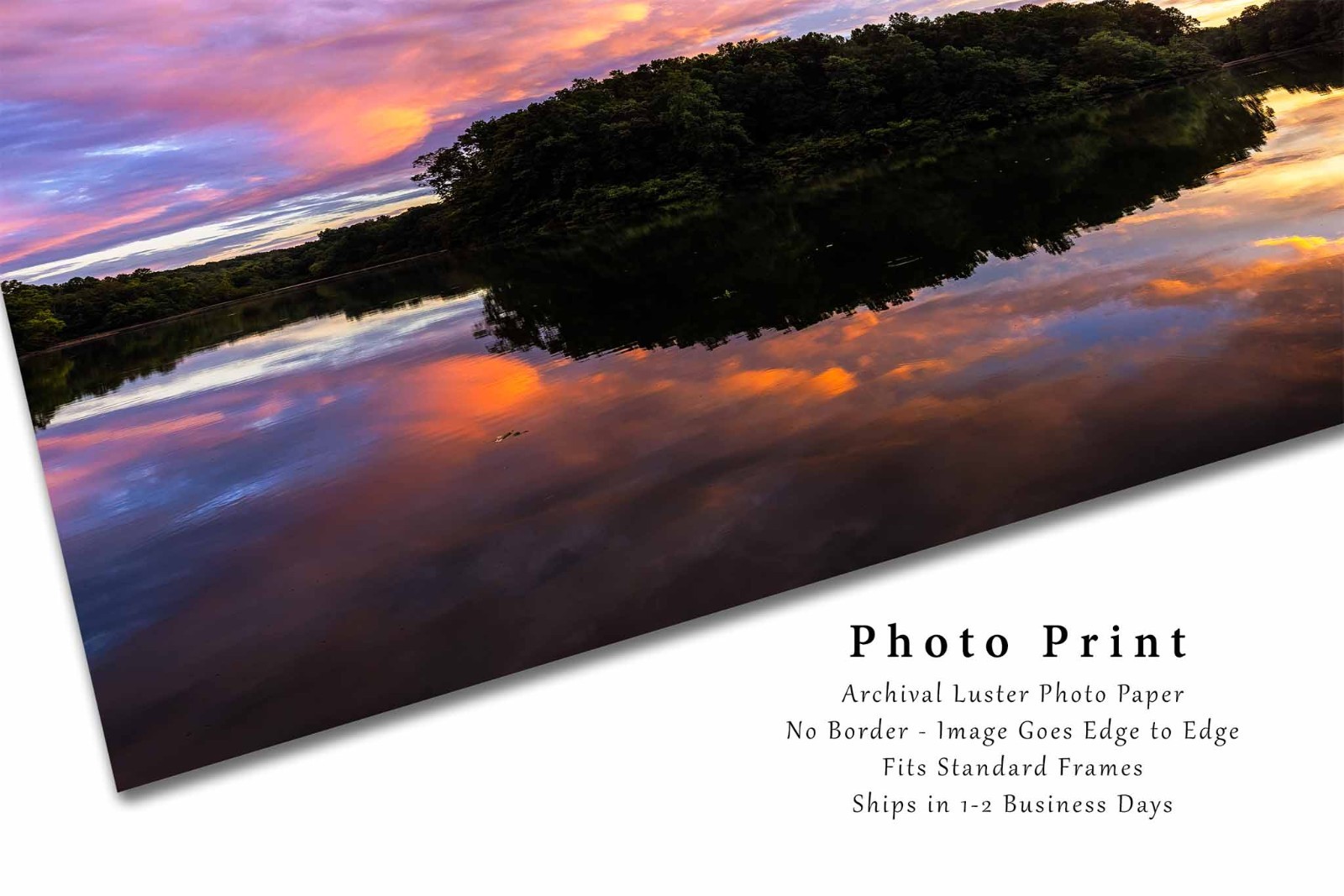 Sunset Photography Print: Tennessee Lake Landscape Reflection Appalachian Photo