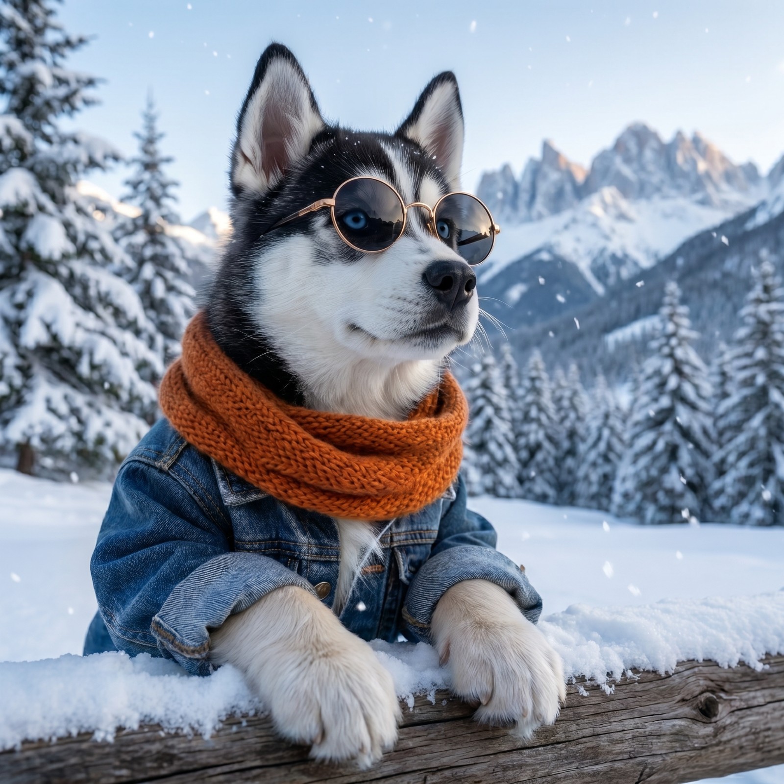 Digital Image Picture Photo Husky Dog in Mountains Desktop AI Art Product Only