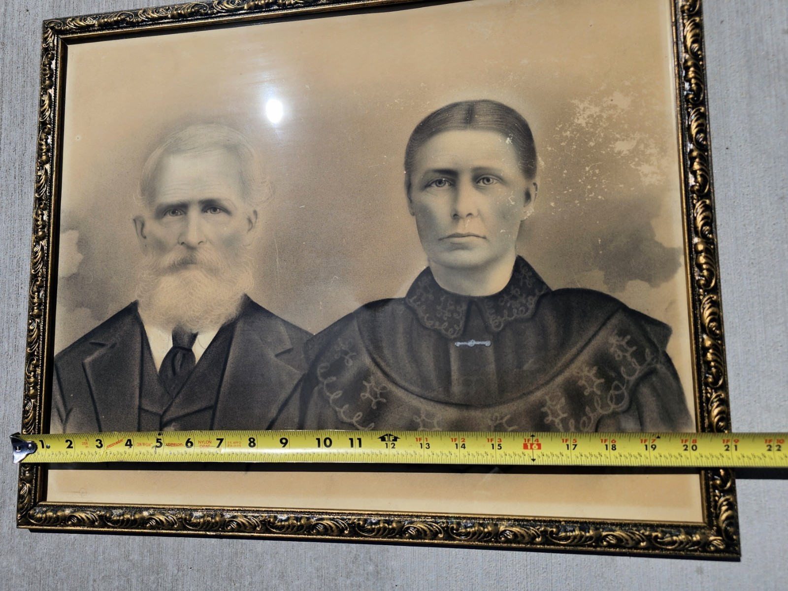 Antique Studio CRAYON PORTRAIT, Tennessee Farmers Pioneers Oddities BOGLE FAMILY