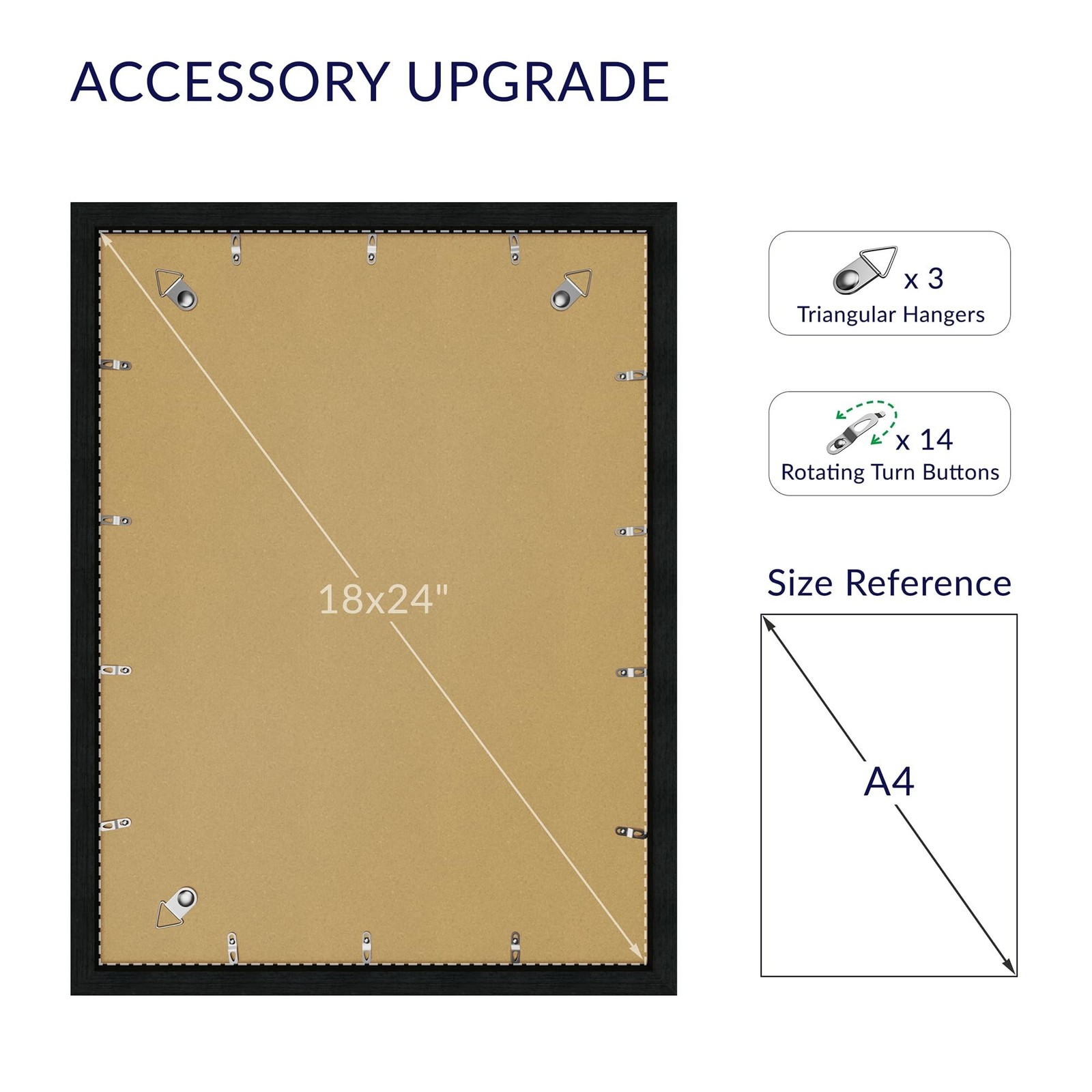 18X24 Poster Frame, Display Pictures 16X20 with Mat or 18X24 without, Wall Ha…