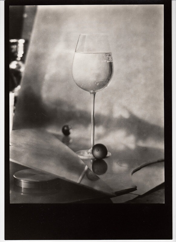 1968/80 Original JOSEF SUDEK Silver Gelatin Photo WINE GLASS & OLIVES Still Life