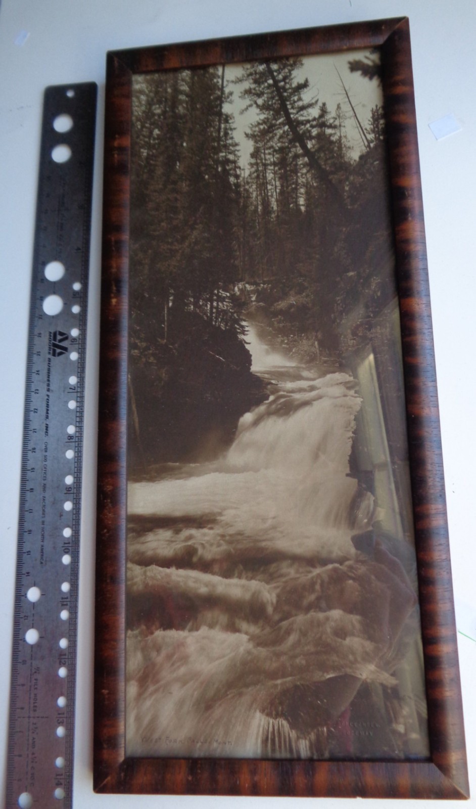 Framed Antique Orig Albert Schlechten Photograph West Fork Falls Bozeman Montana