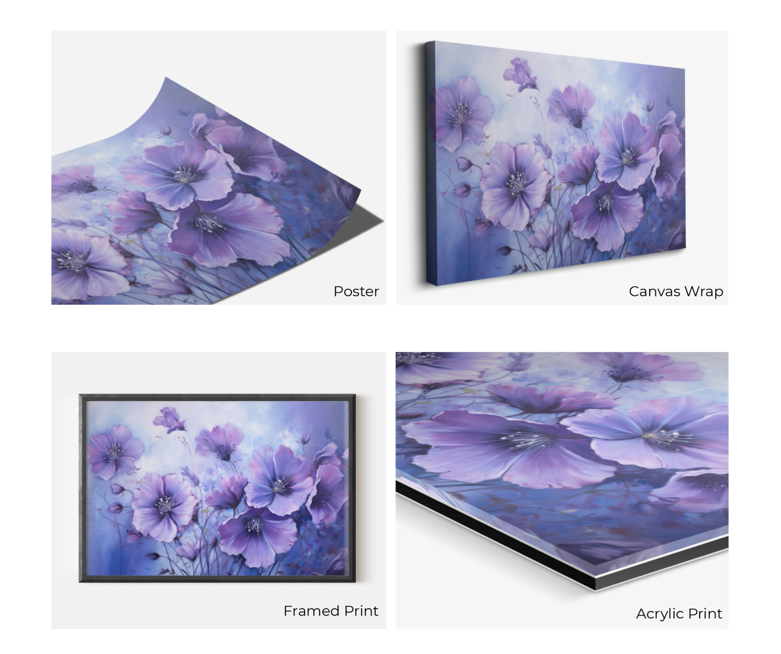 Flowers Painting, Floral Canvas, Purple Flowers Oil Painting, Vintage Flower Art