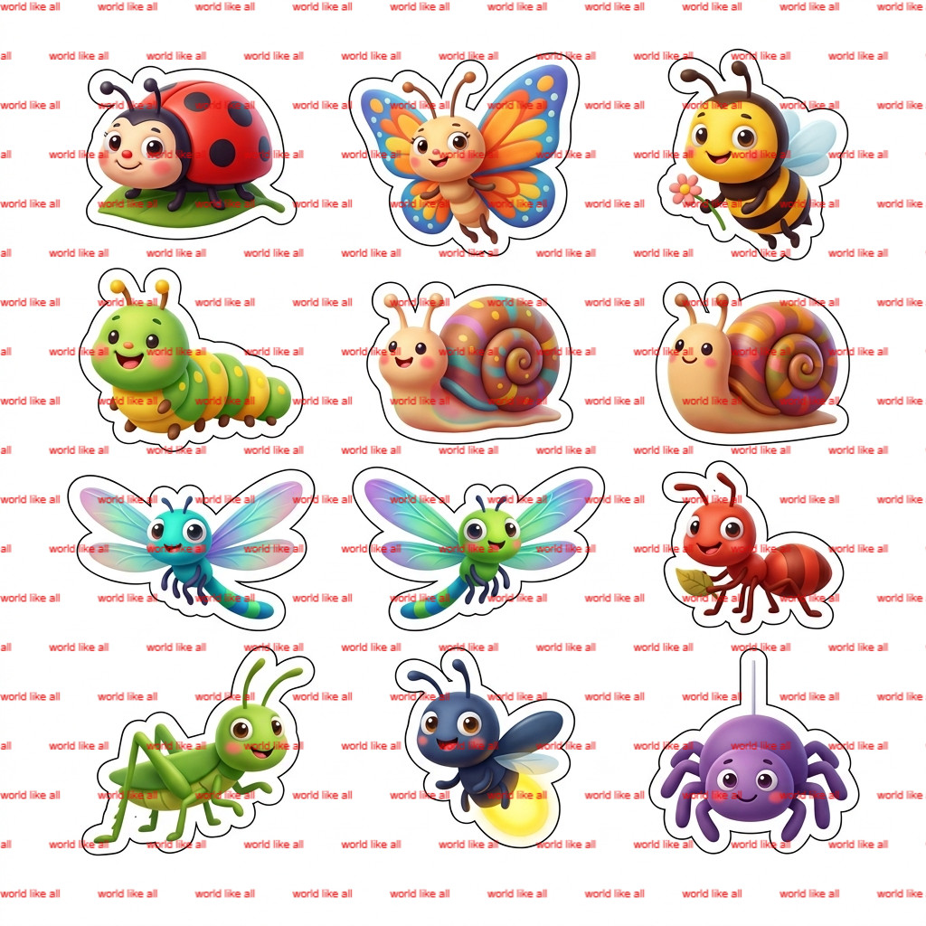 Stickers for Kids | Cute 3D Cartoon [Theme] Sticker Sheet | Digital 4k Download