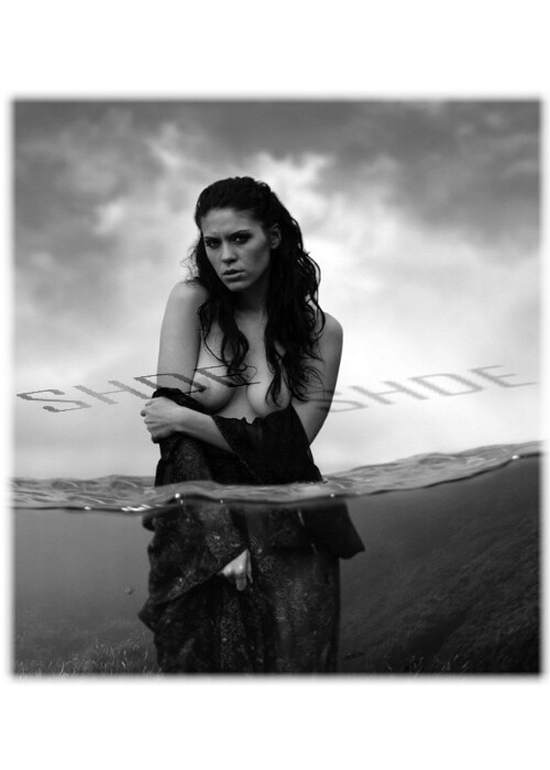 Art Nude Woman Photo B&W Glossy 5X7 A7 Greeting Card (10X7 Folded) -In The Water