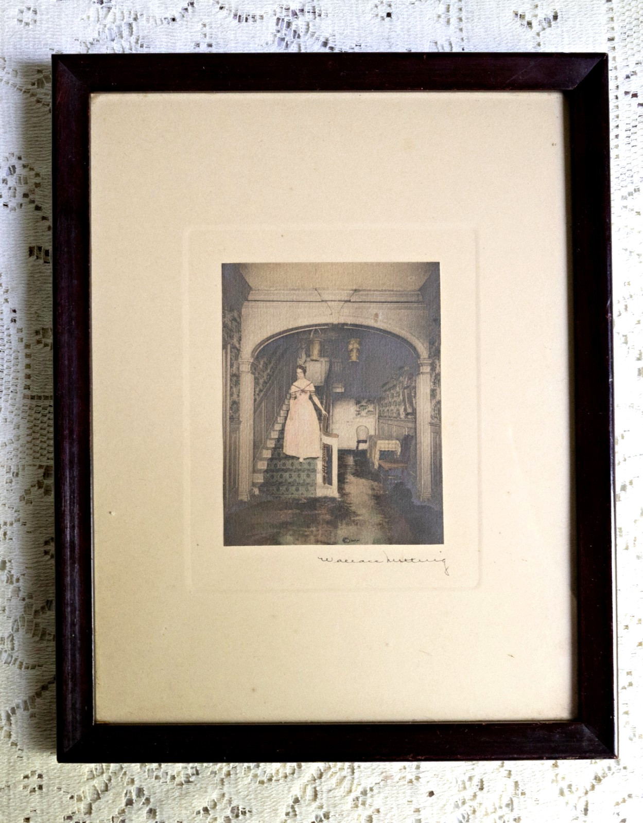 Antique Wallace Nutting Hand Colored Photo Jaffrey House New Hampshire