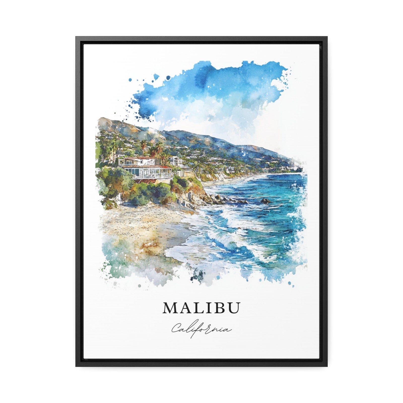 Malibu Wall Art, Malibu California Print, LA Watercolor Art, Malibu Cali Gift