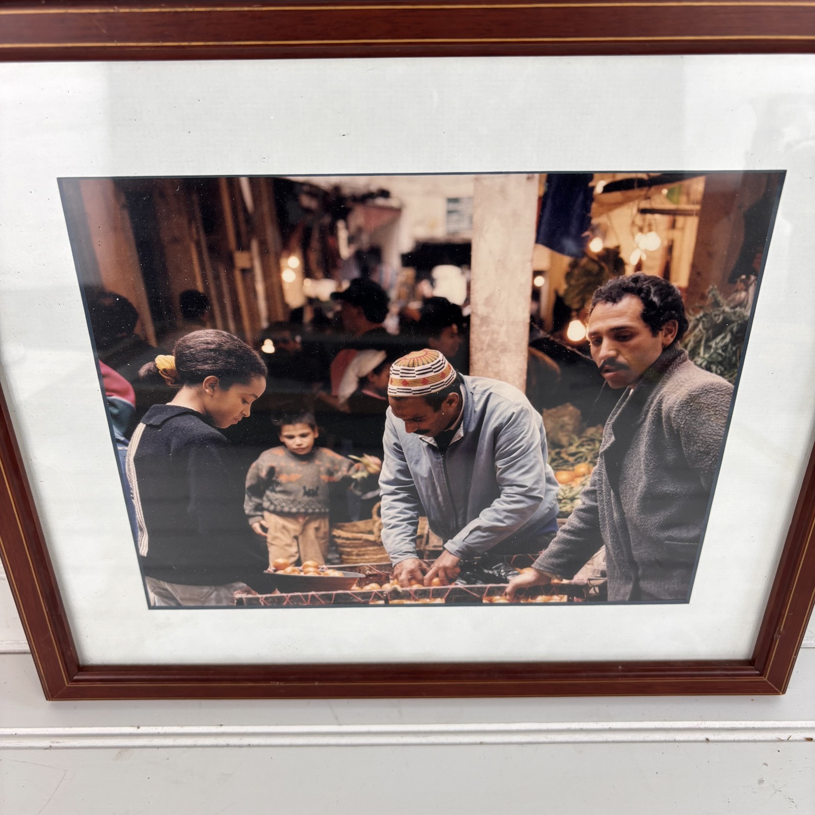 Vibrant Market Scene Art Photograph Framed & Matted Wall Decor 14″x12″