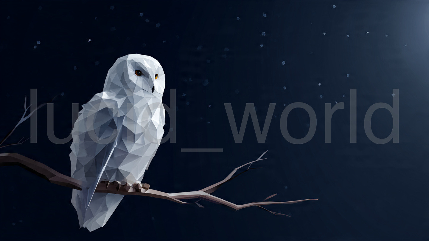 Geometric Origami Owl Digital Image Download White Low Poly Bird Art Print PNG