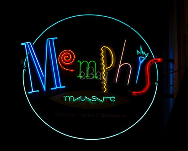 8×10 Neon Sign for Memphis Music, Memphis, Tennessee. Free Shipping!