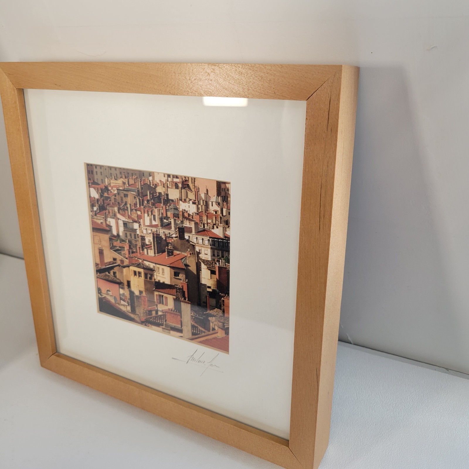 Lot of 2 Frederic Jean Signed Photograph Lyon France Framed Art Set Vieux Lyon