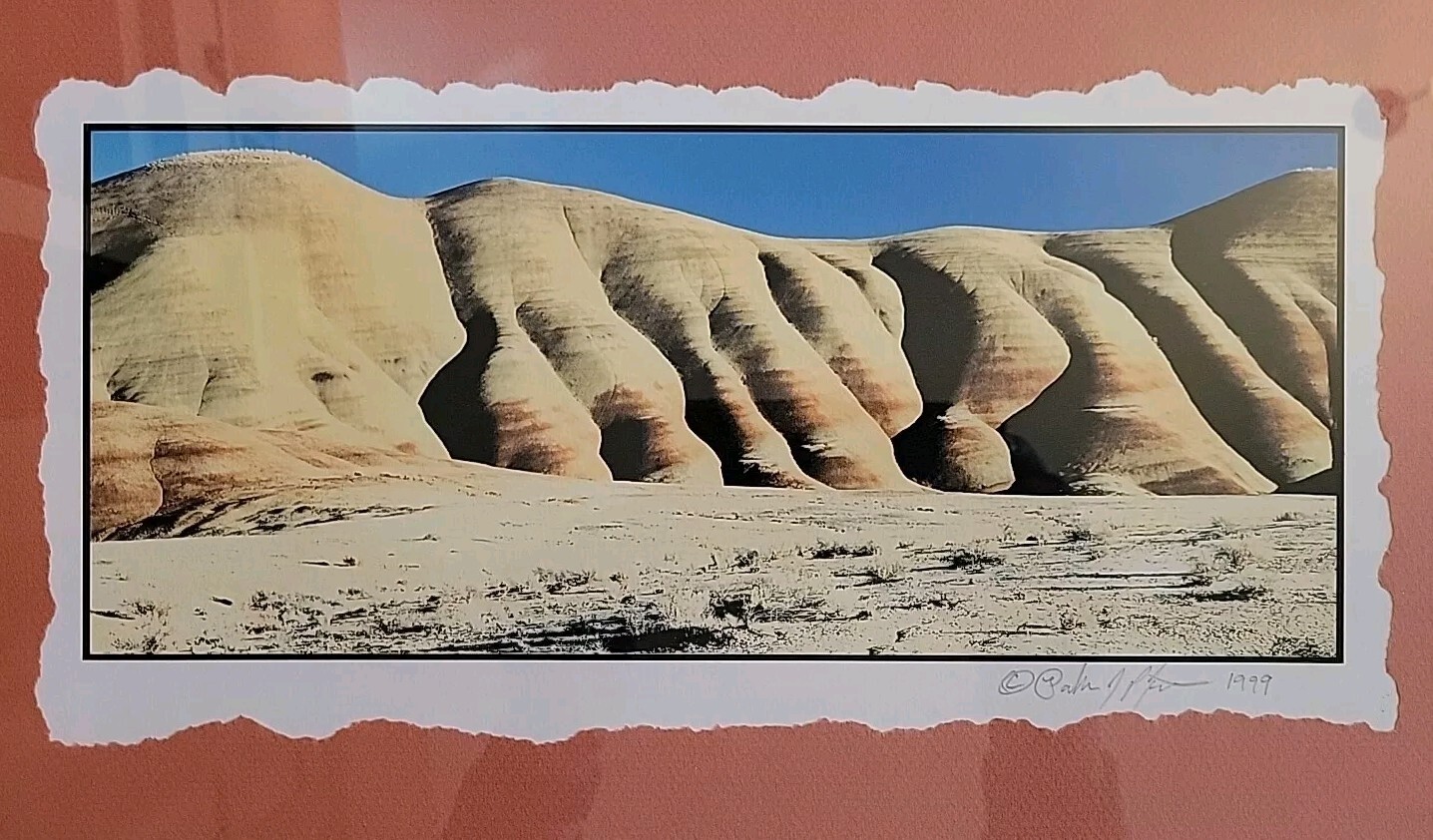 Painted Hills Oregon Photograph Signed Matted Vtg 1999 Nielsen Frame READ