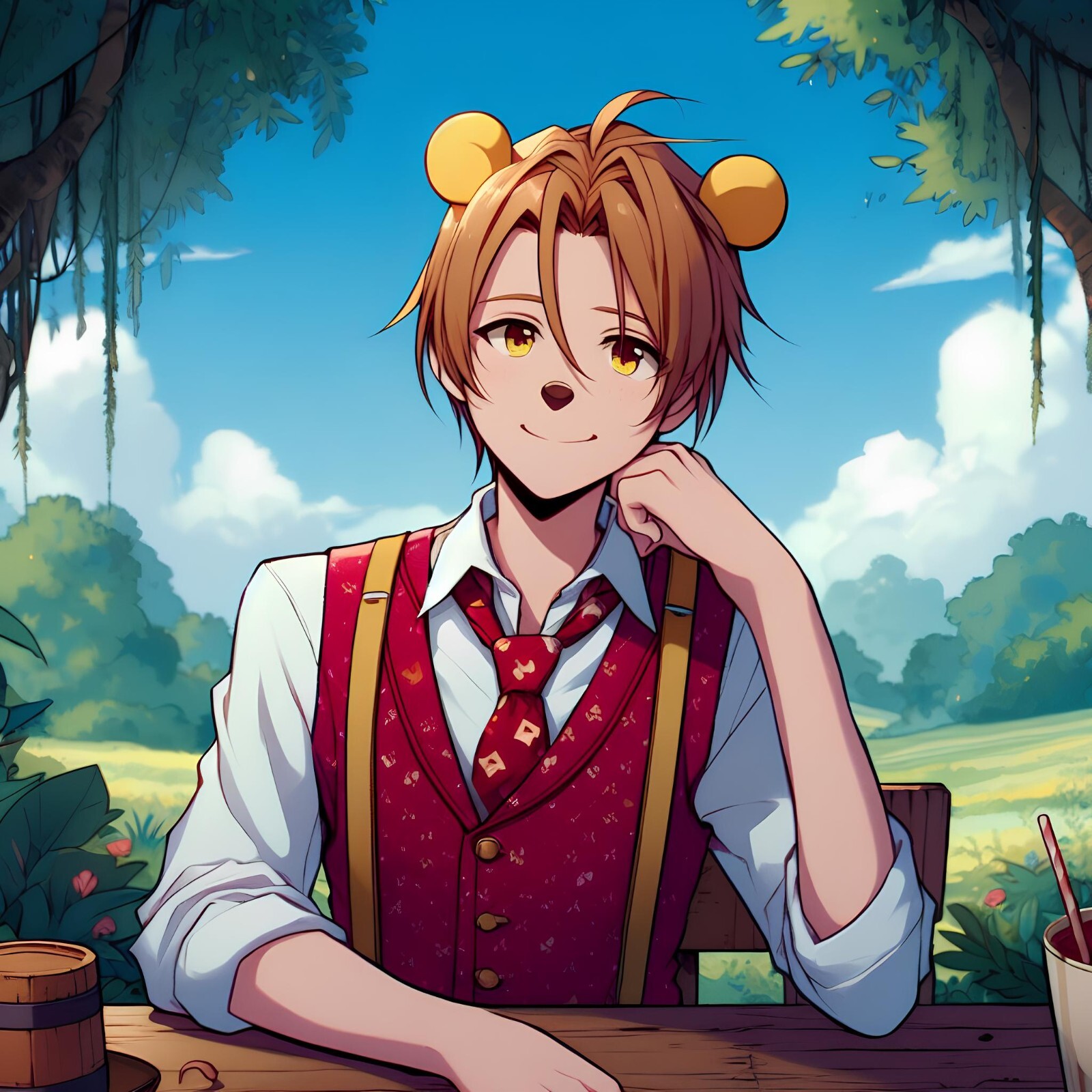 Winnie the Pooh Anime Guy V11 AI Art Image Digital Download 2048 x 2048 Pixels
