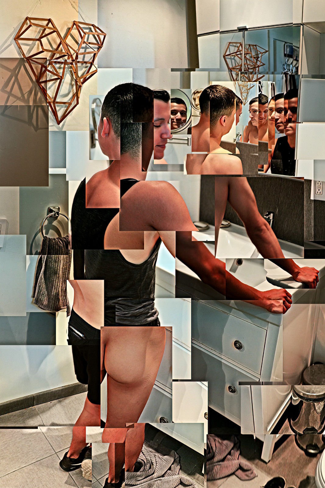 Men/Mirror – Fine Art Photocollage – 24×36 – TheHastingsGallery – FREE SHIPPING