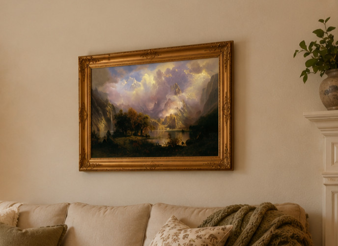 Vintage Style Majestic Mountain Art Print Digital Download, Traditional Art