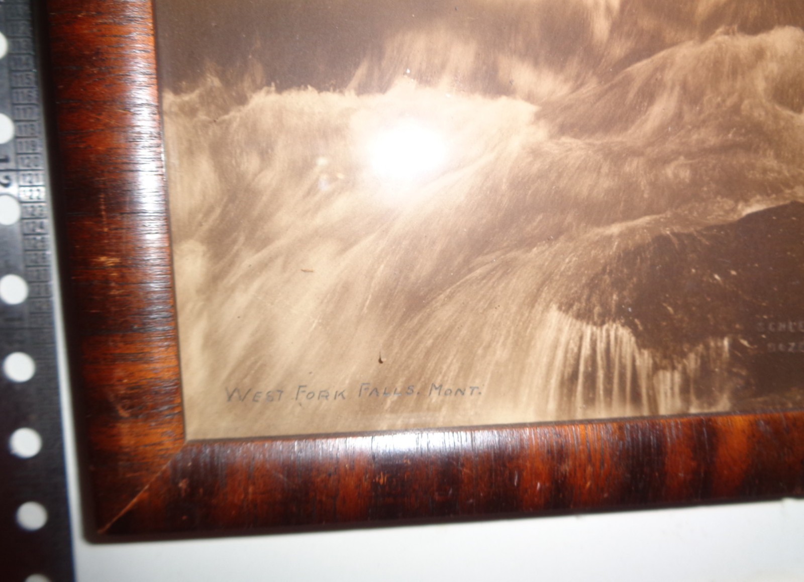 Framed Antique Orig Albert Schlechten Photograph West Fork Falls Bozeman Montana