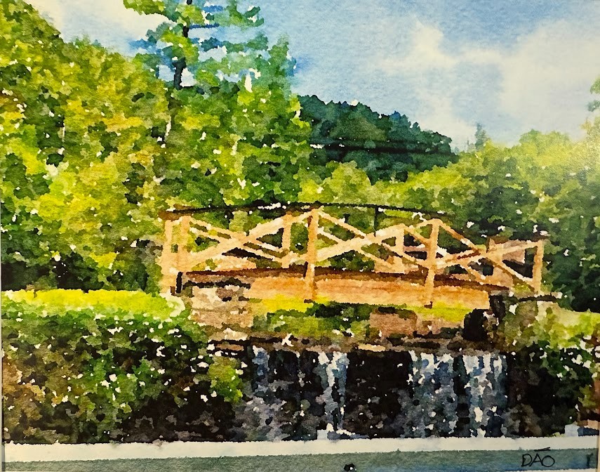 Wooden Bridge Digital Watercolor Original Photograph 8 X 10 Mat 11 X 14 – Signed