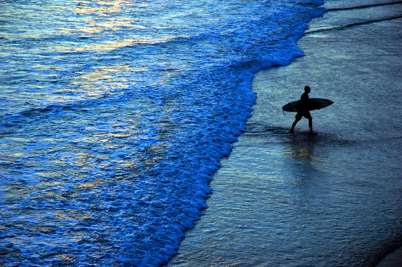 Surfer at Dusk – Huntington Beach Pier –California Coast Photography 8×10 Print