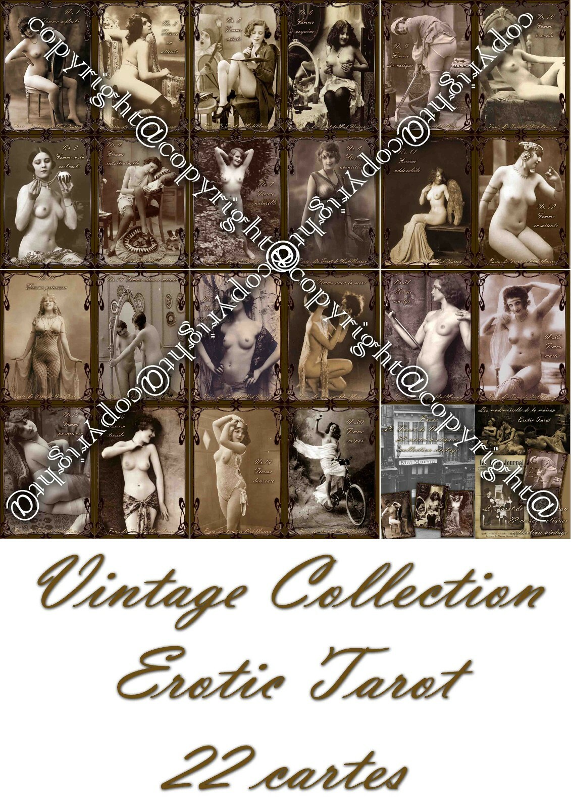 antique tarot card cards deck rare erotic art vintage brothel cartomancy oracle