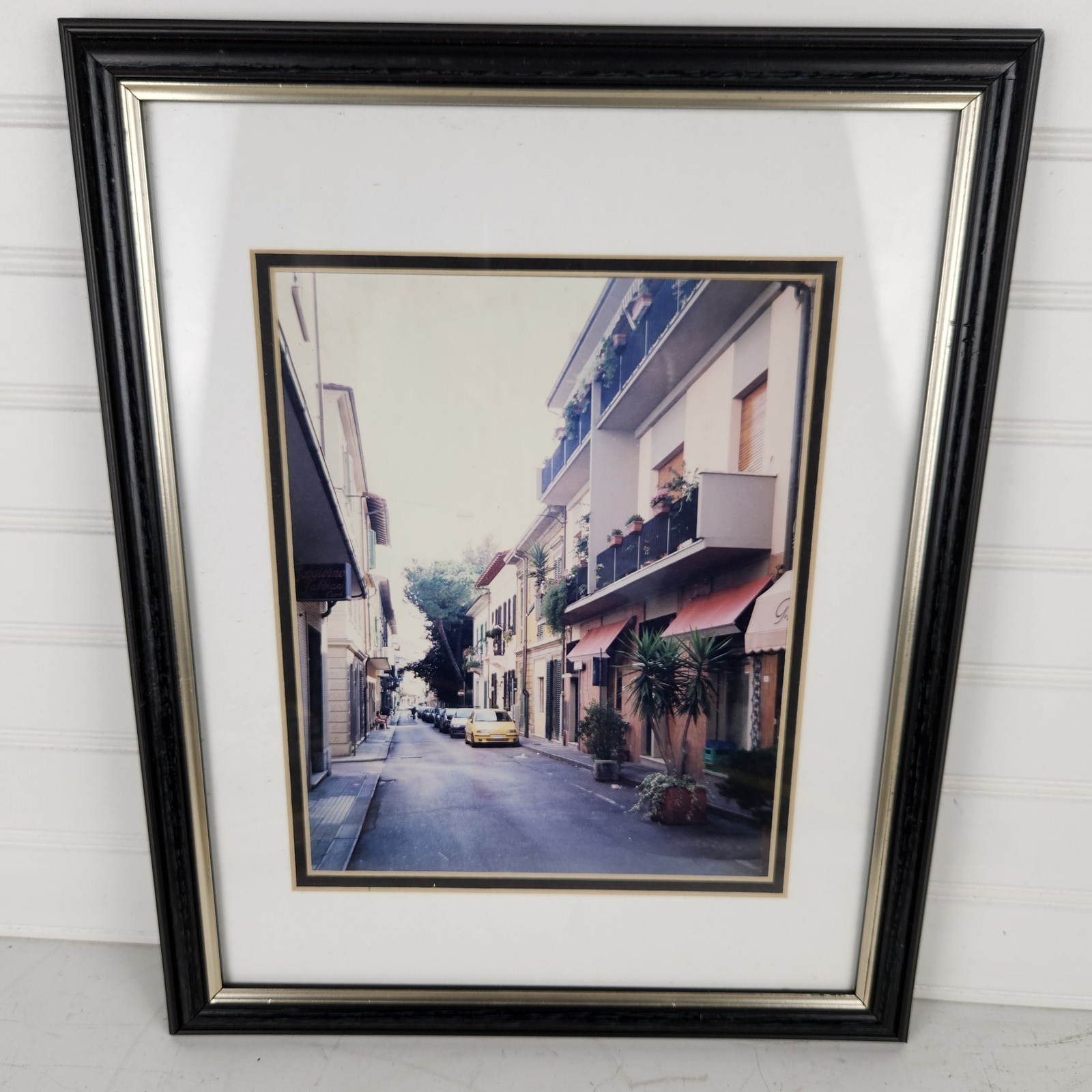 Vintage Framed Italian Street Scene Photograph Narrow Alleyway Art Print 12×15.5