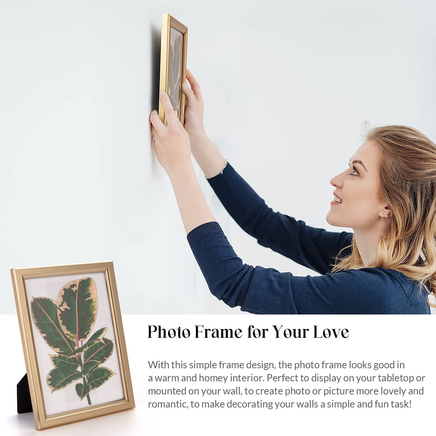 8×10 Picture Frame – Set of 5, Matte Gold 8 x 10 Photo Frame with High-Defini…
