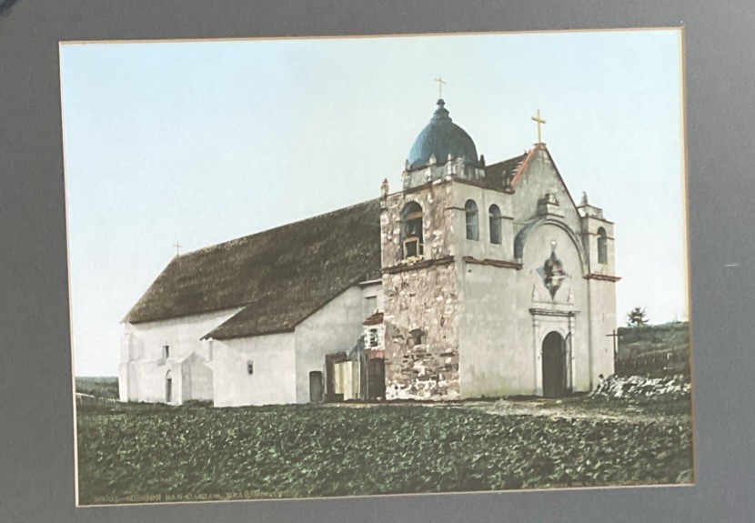 Antique San Carlos Mission Tinted Photograph Monterey California Vintage