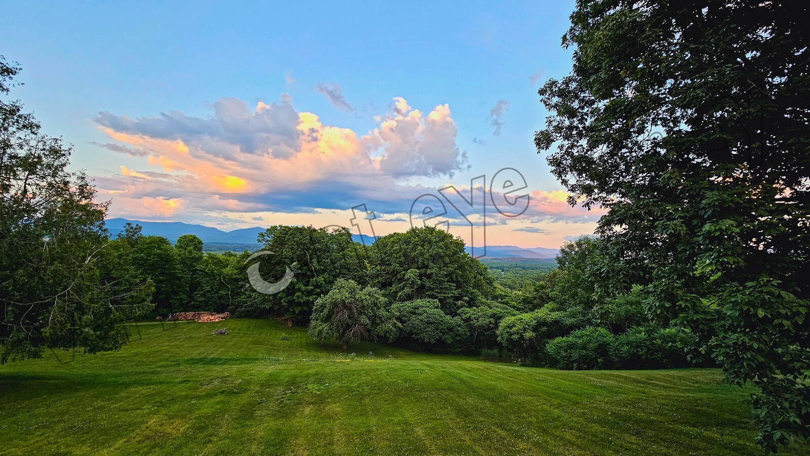 Orange Sun Cloudburst Green Hills Photo DIGITAL DOWNLOAD Print at Home Dopamine