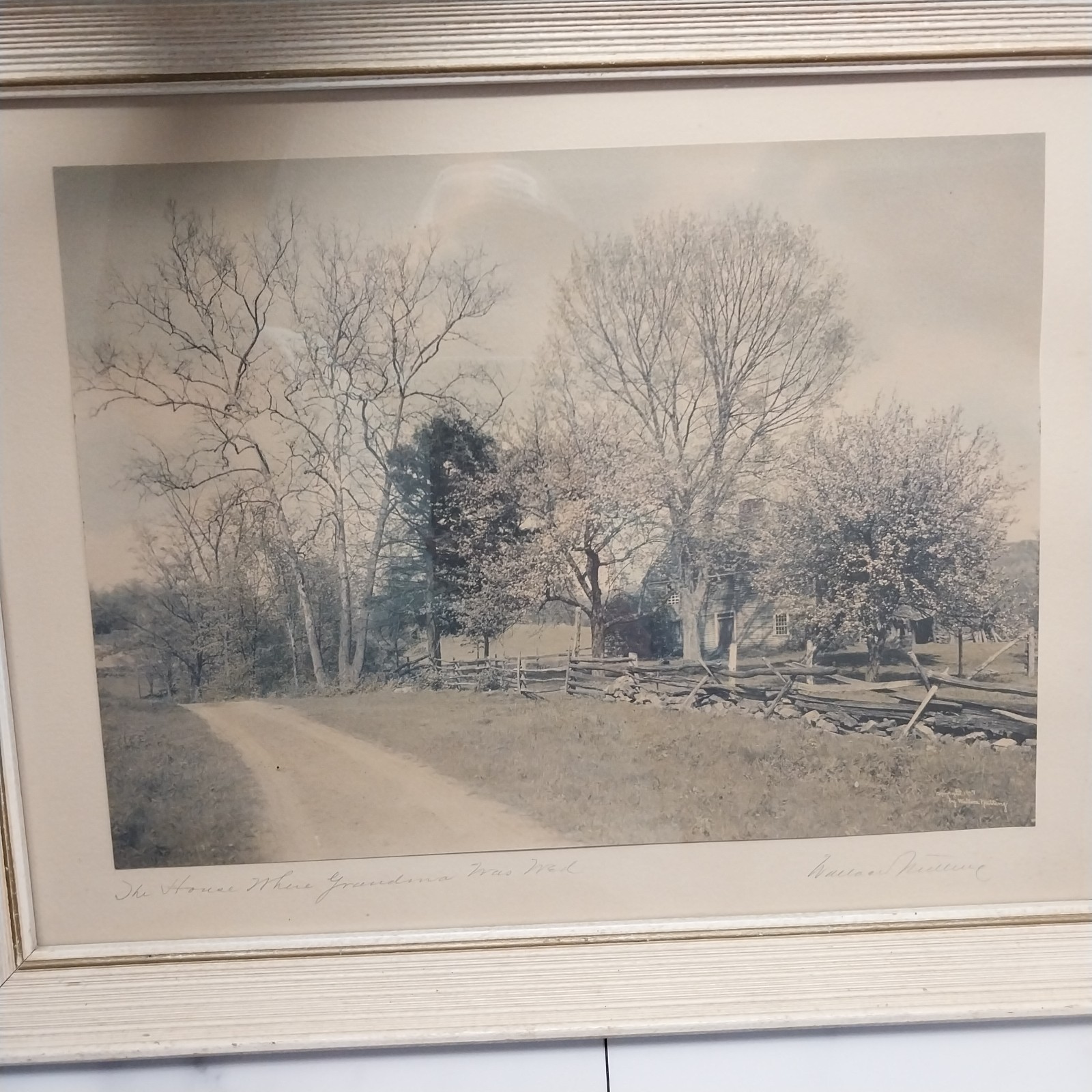1907 Wallace Nutting signed name & title w/pencil w/gold signature on photo