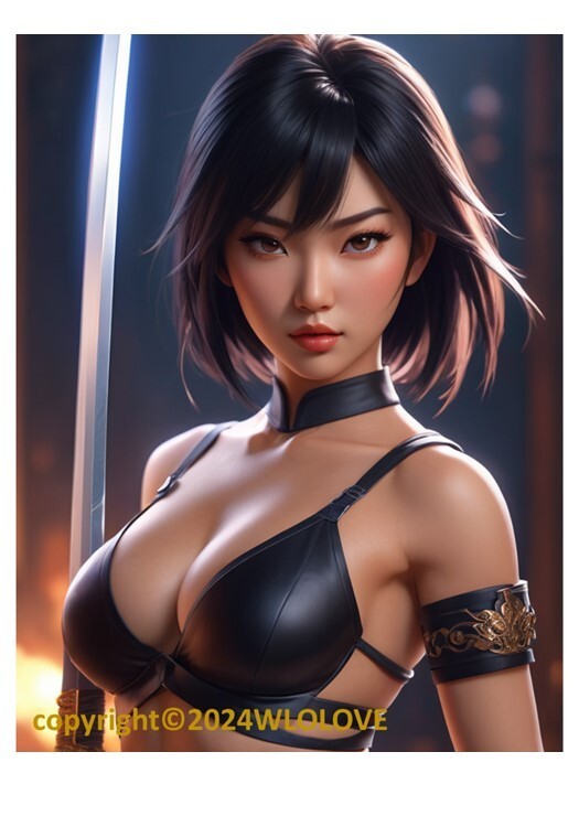 Beautiful Sensual Asian Girl Anime D on Quality semi-gloss Photo Paper 8.5″x11″