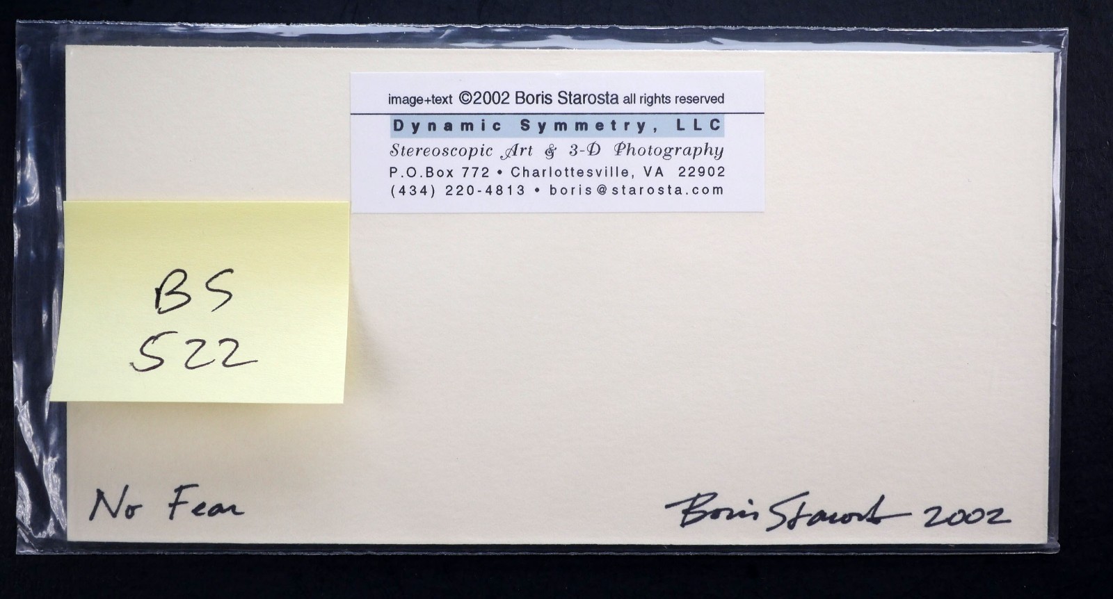 Boris Starosta 3D Stereoview – No Fear – creative Auto signed 2002 #522