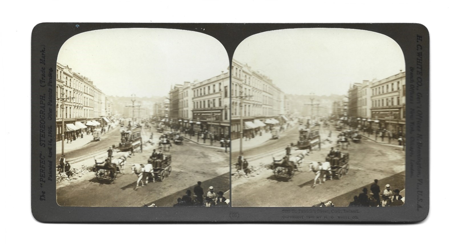 S290/ Stereo Photo Cork Patrick Street Ireland 1903