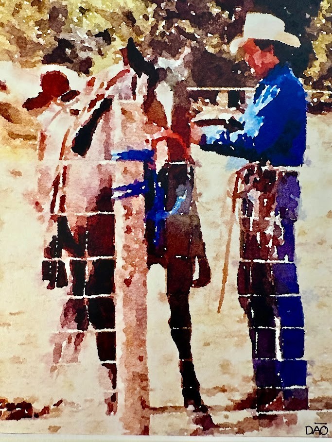 Cowboy Digital Watercolor Original Art Photograph 8 X 10 Mat 11 X 14 Signed