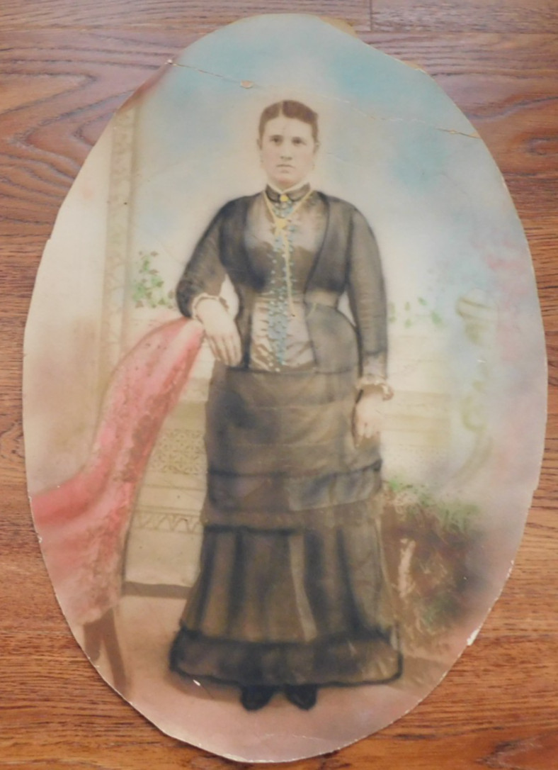 Vintage Large Color-Enhanced Picture of Woman Oblong 13″x19″