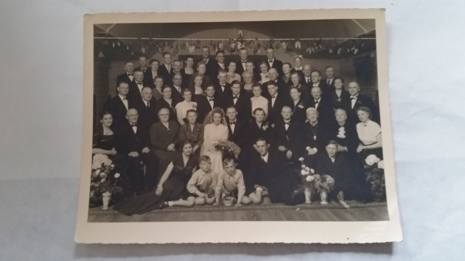 Photo Large Format 42 Large Wedding Party Circa 1930s Approx 18x24cm