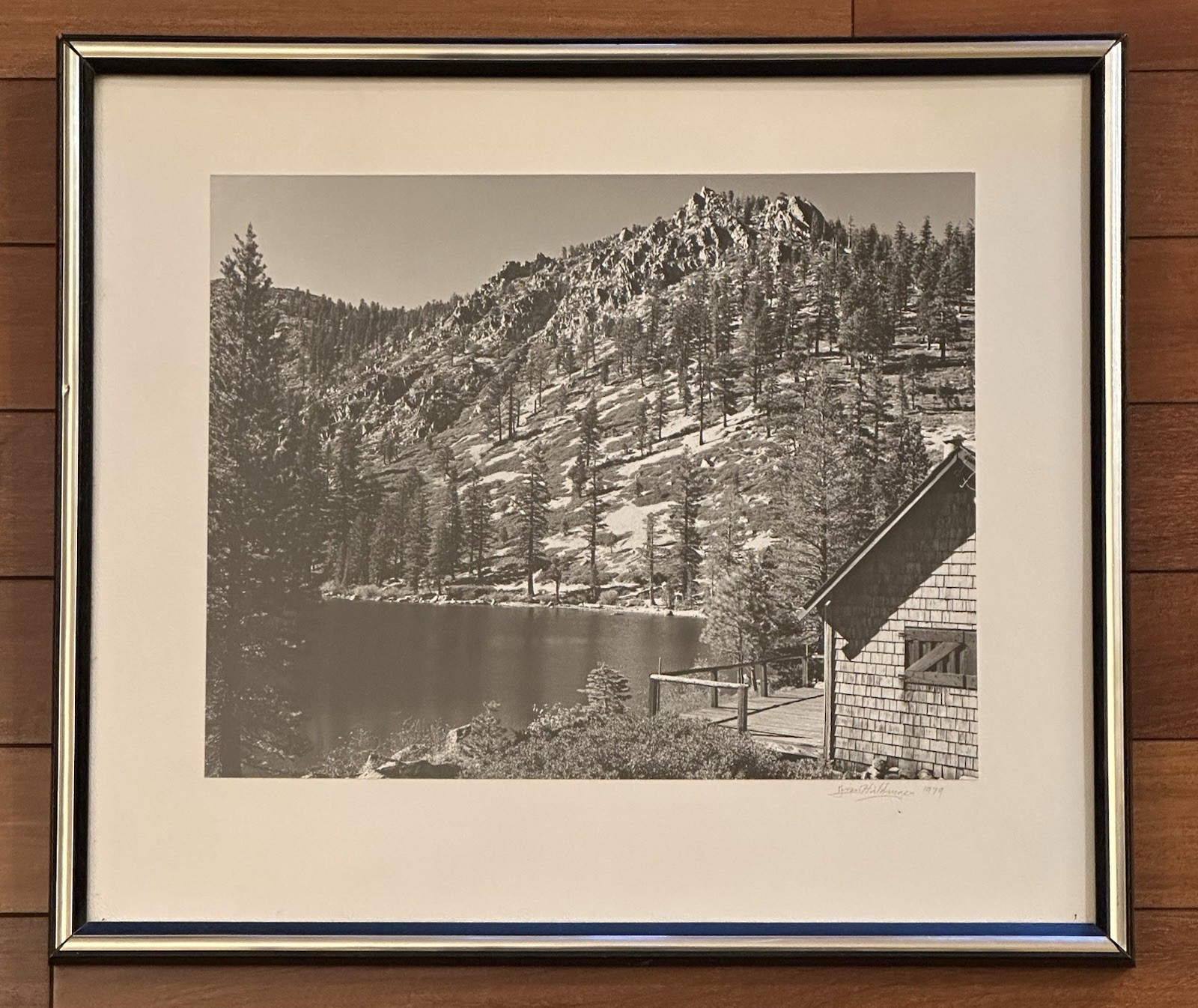 Vtg Jim Hildinger Signed Black & White Photograph Upper Angora Lake Tahoe Framed