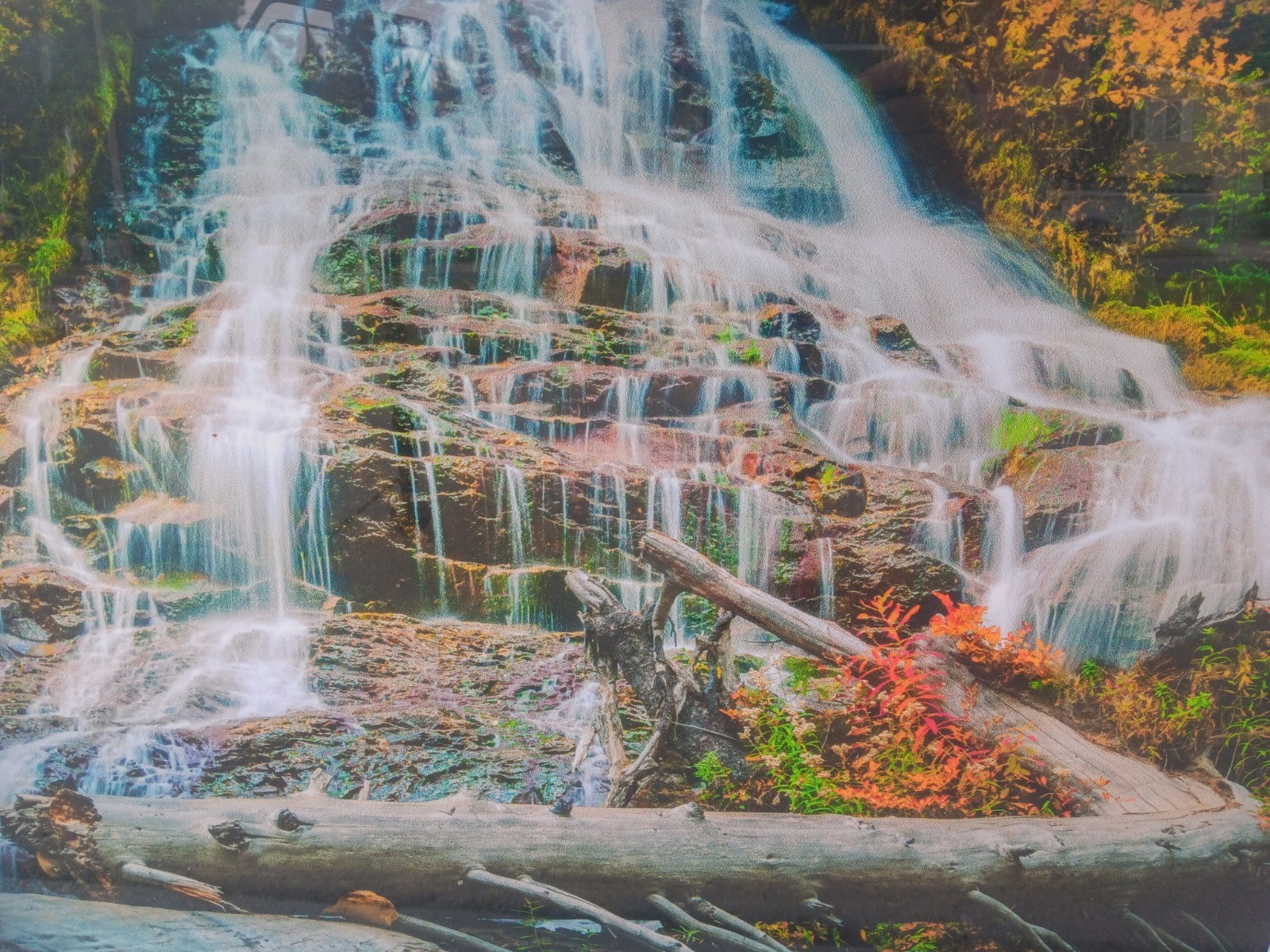 Framed Color Waterfall Nature Landscape Photograph Print, Landscape Orientation