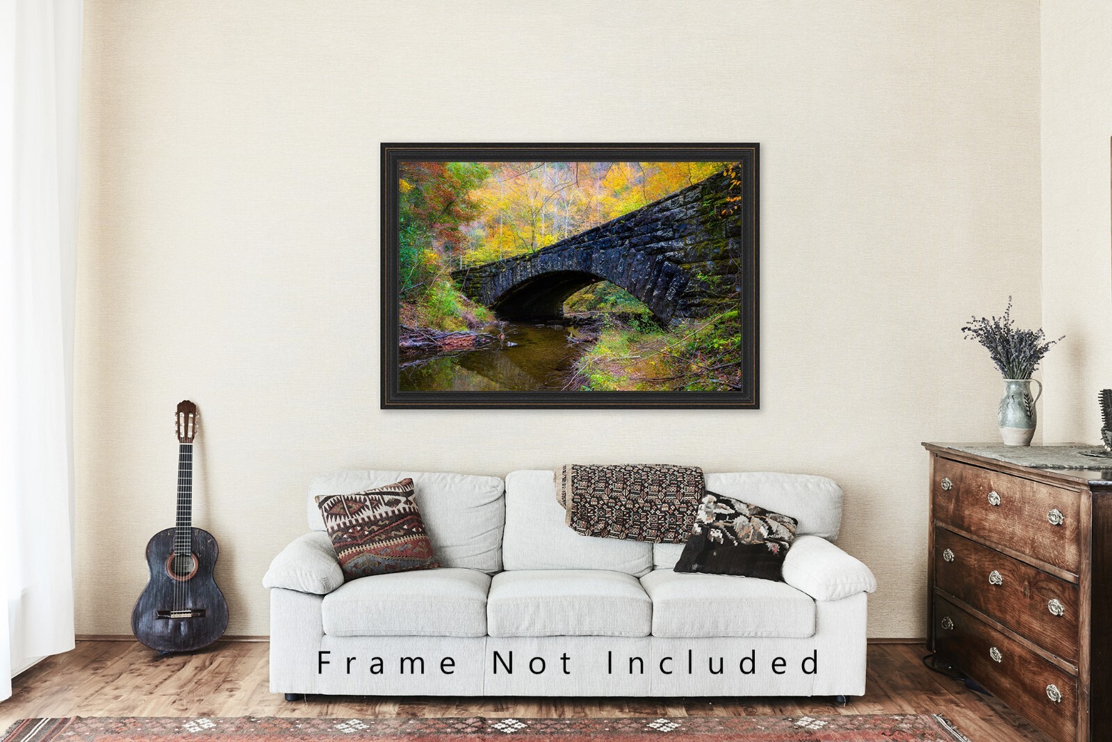 Autumn Photography Print – Picture of Stone Bridge in Great Smoky Mountains