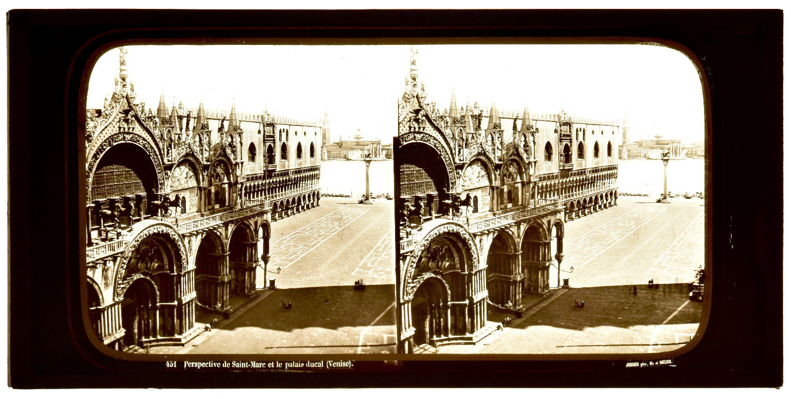 Stereoscopic Glass View, 8.5 x 17cm, Saint Mark, Venice, Ferrier & Soulier