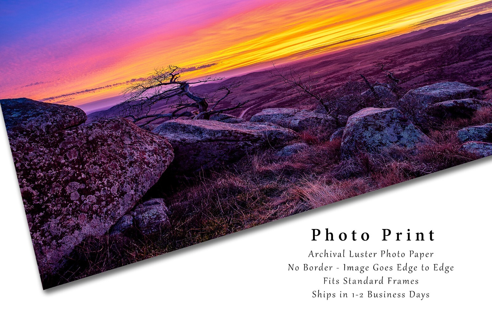 Wichita Mountains Photography Print – Scenic Sunset at Mount Scott Oklahoma
