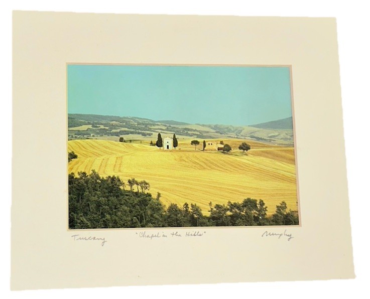 VTG Italian Photograph Tuscany (5×7) CHAPEL IN THE HILLS Murphy Matted 8”T 10”W