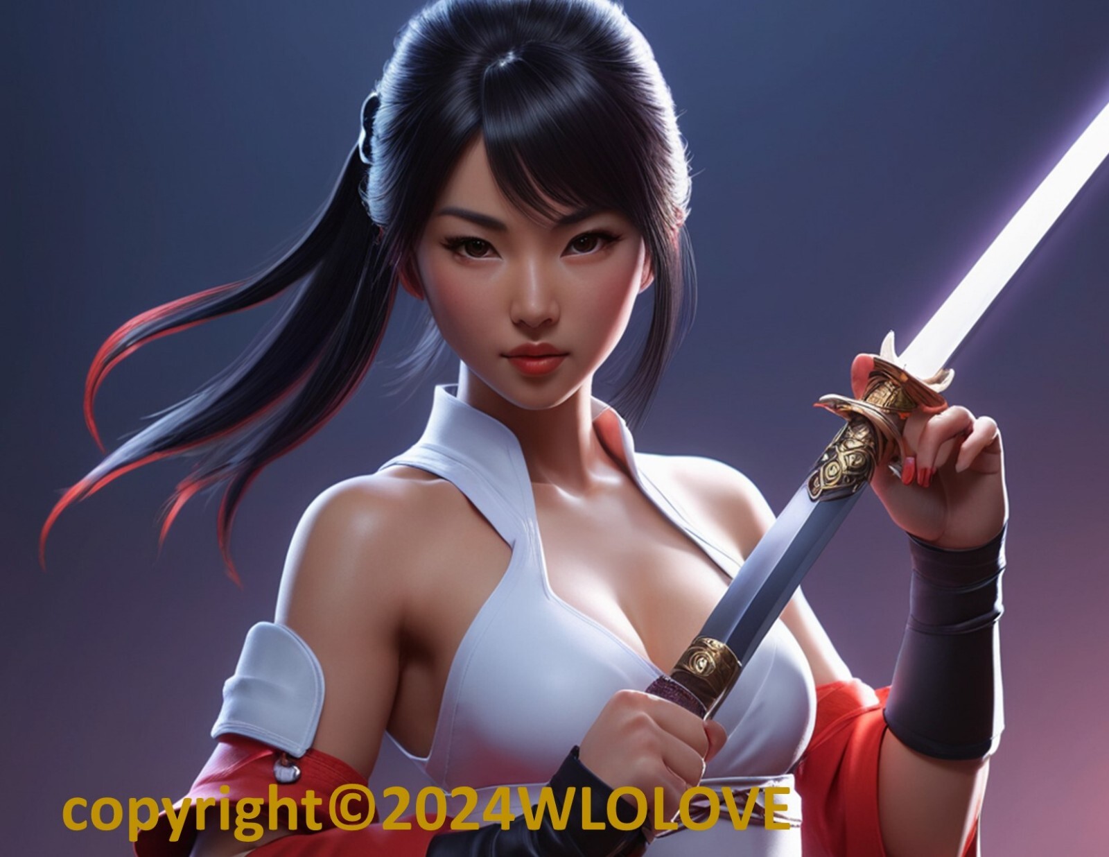 Beautiful Sensual Asian Girl Anime B on Quality semi-gloss Photo Paper 8″x10″