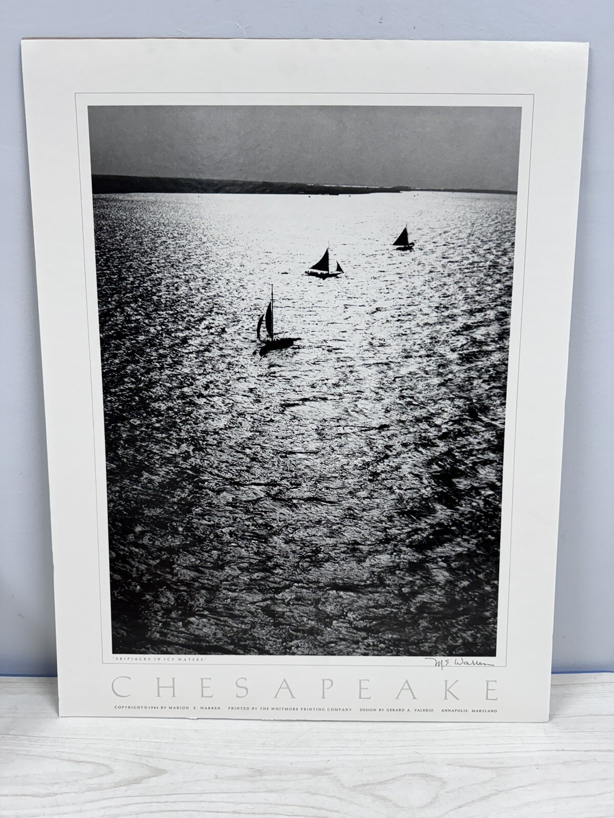 Marion Warren Signed Print “Skip Jacks In Icy Waters” Chesapeake 1985 Unframed