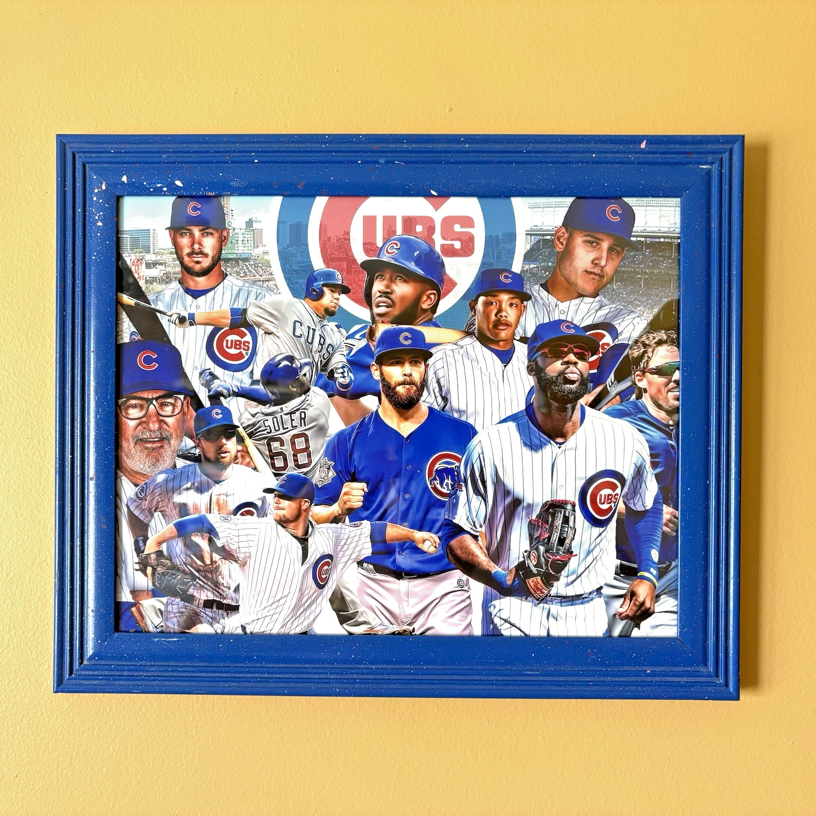 World Series 2016 Chicago Cubs Montage 13.25 x 16.75 Colorized Framed Print